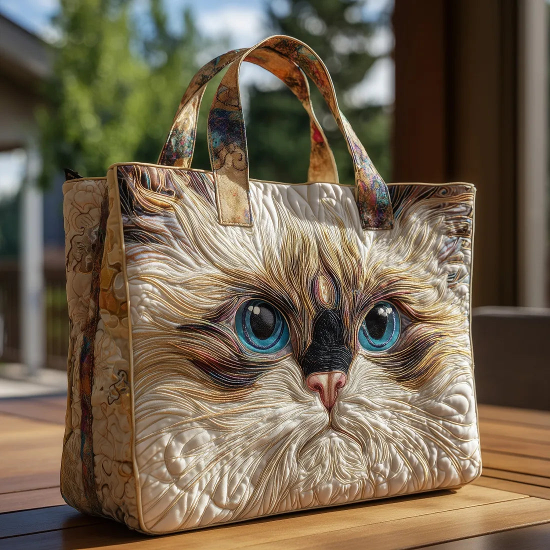 Bolsa Artesanal con Gato Blanco