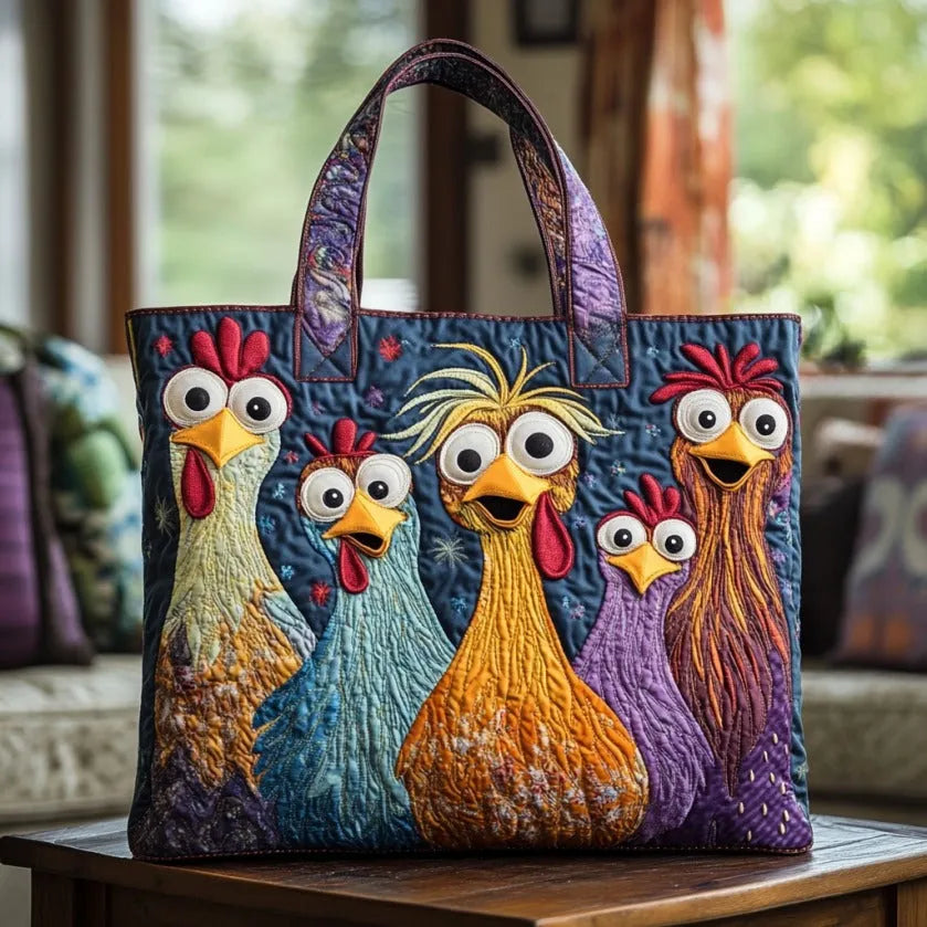 Bolsa Artesanal con Cinco Gallinas de Colores