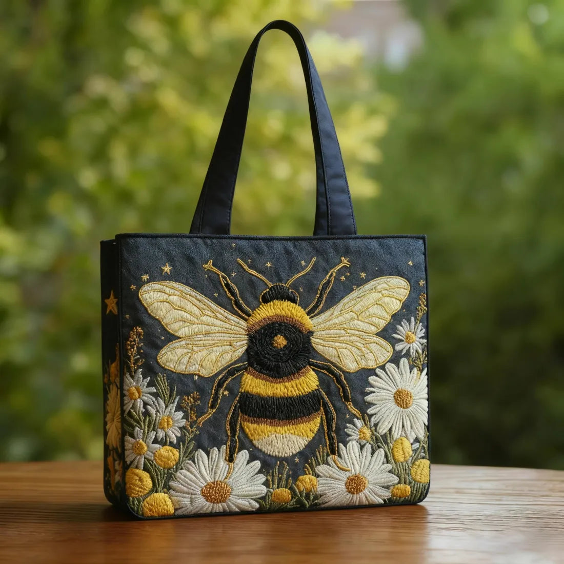 Bolsa Artesanal de Abeja con Margaritas y Estrellas