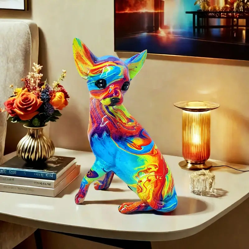 Lámpara de Mesa de Chihuahua de Resina Vibrante